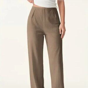 OGL Wrinkle-Resistant Cotton-Linen Mid Rise Straight Leg Pant Size Small NWT